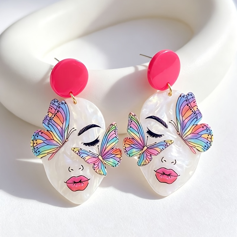 Women's Creative Butterfly Beauty Head Drop Earrings